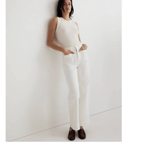 Madewell The Perfect Vintage Wide Leg Jean in Tile White Size 25 Petite NWT